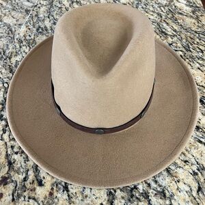 Stylish Tan Stetson Fedora Crushable Wool Hat